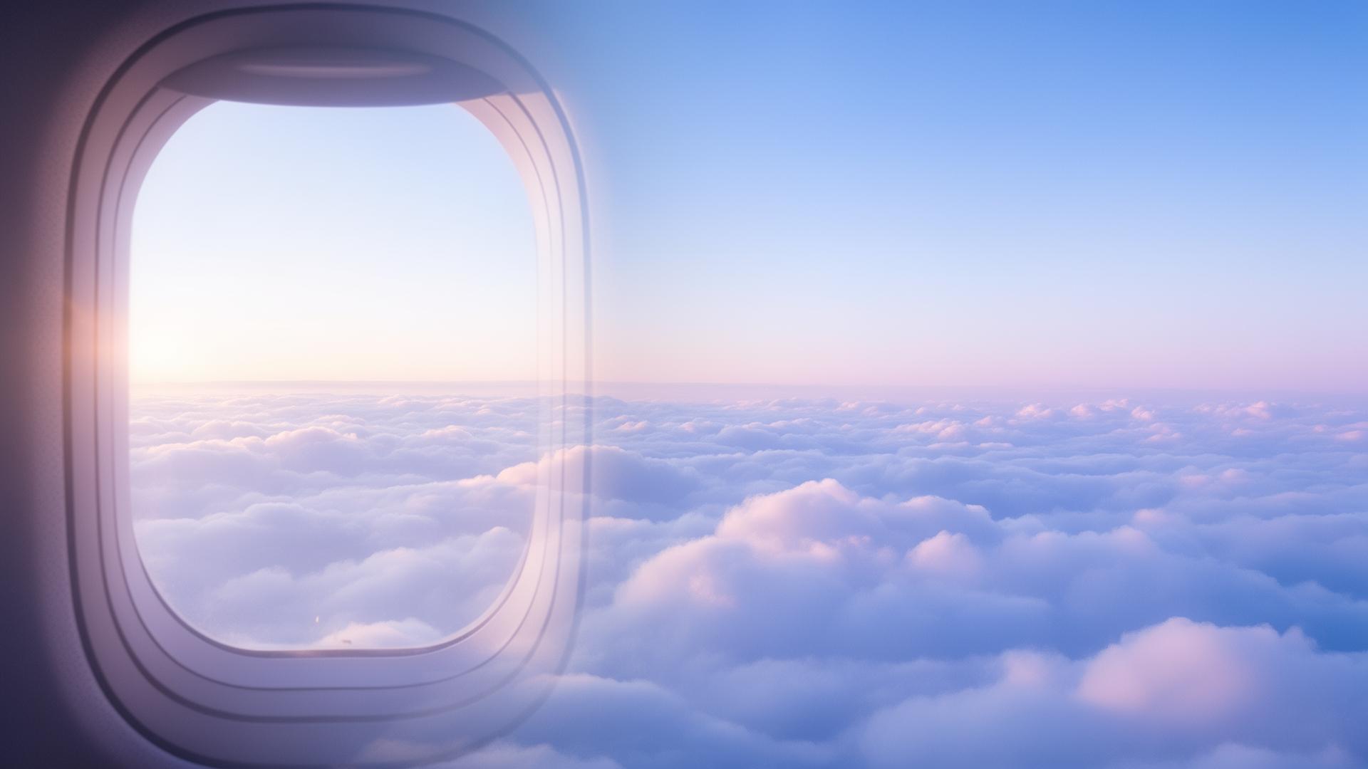 Tranquila vista de las nubes desde la ventanilla del avión