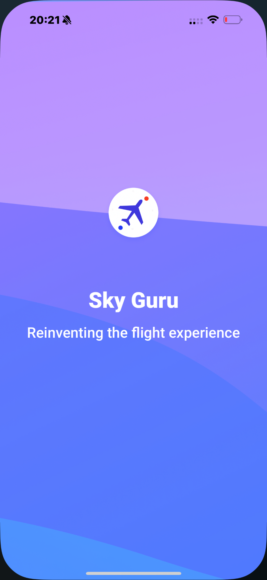 Pantalla de inicio de la aplicación SkyGuru